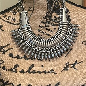 Antique Silver-Tone Tribal Collar Necklace - Women Jewelry Necklaces